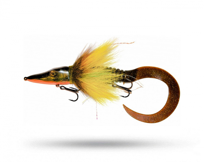 L.Corr Lures Disco Pike X-Large - Brown Yellow Green i gruppen Fiskedrag / Spinnfluga hos Örebro Fiske & Outdoor AB (Disco Pike XL-BYG)